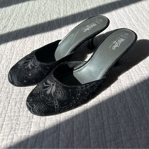 Vintage mossimo velvet sequin kitten heel mules